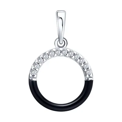 Подвеска из серебра с фианитами и эмалью из серебро