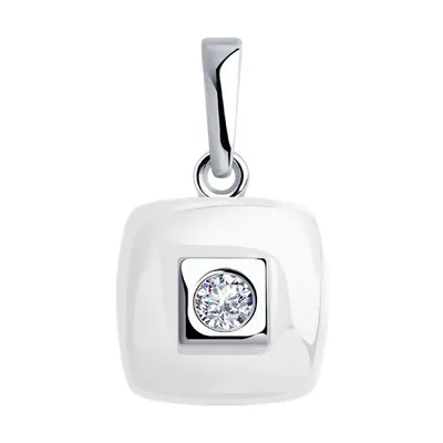 Подвеска из серебра с керамической вставкой и фианитом из серебро