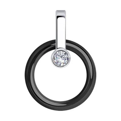 Подвеска из серебра с керамической вставкой и фианитом из серебро