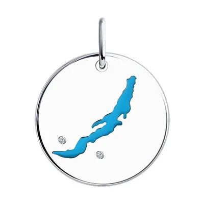 Подвеска из серебра с фианитами и эмалью "Байкал" из серебро