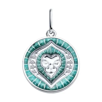 Подвеска из серебра с фианитами и эмалью из серебро