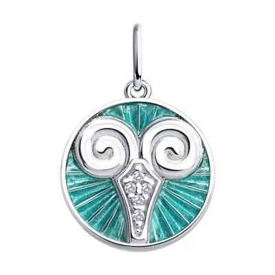 Подвеска из серебра с фианитами и эмалью из серебро