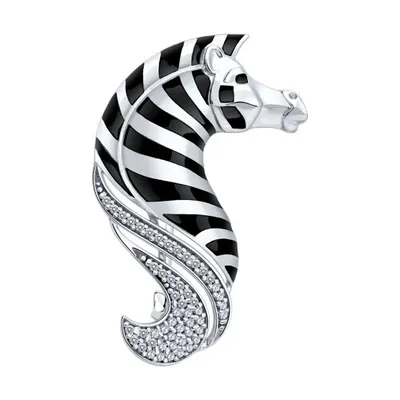 Брошь из серебра с фианитами и эмалью из серебро