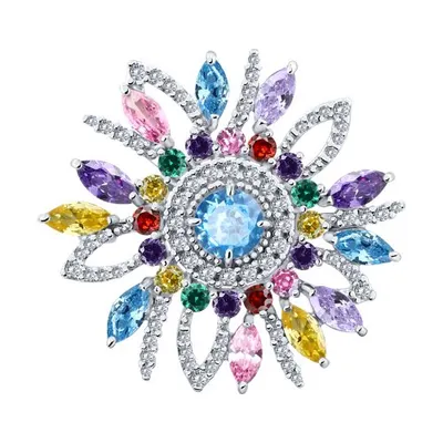 Брошь из серебра с фианитами из серебро