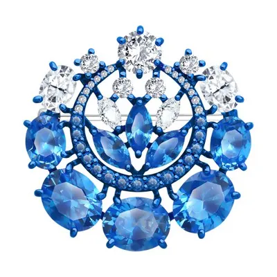 Брошь из серебра с фианитами из серебро