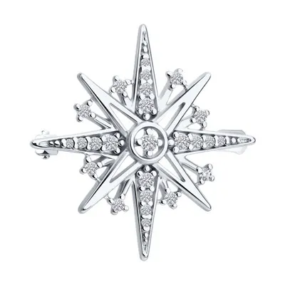 Брошь из серебра с фианитами из серебро