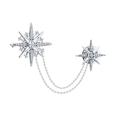 Брошь из серебра с фианитами из серебро