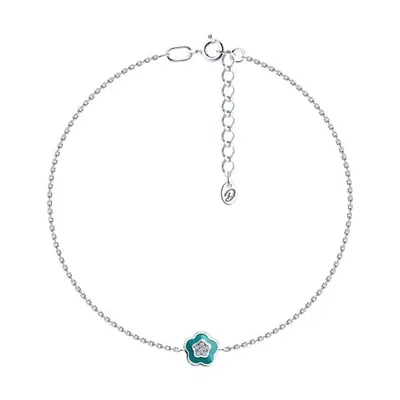 Браслет  детский из серебра с фианитами и эмалью из серебро