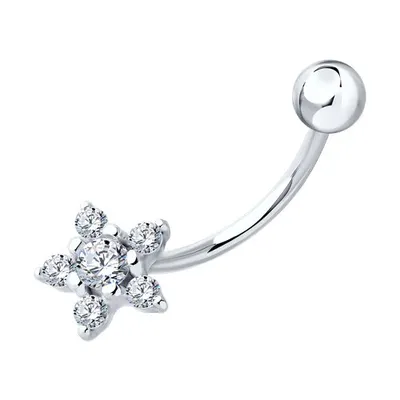 Пирсинг из серебра с фианитами из серебро