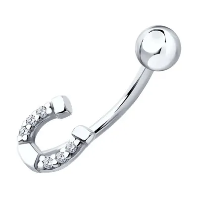 Пирсинг из серебра с фианитами из серебро