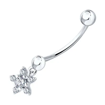 Пирсинг из серебра с фианитами из серебро