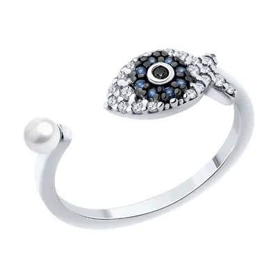 Кольцо из серебра с жемчугом и фианитами из серебро