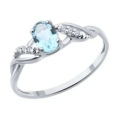 Кольцо из серебра с топазом и фианитами из серебро