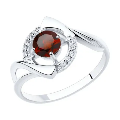 Кольцо из серебра с гранатом и фианитами из серебро