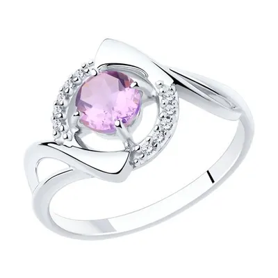 Кольцо из серебра с аметистом и фианитами из серебро