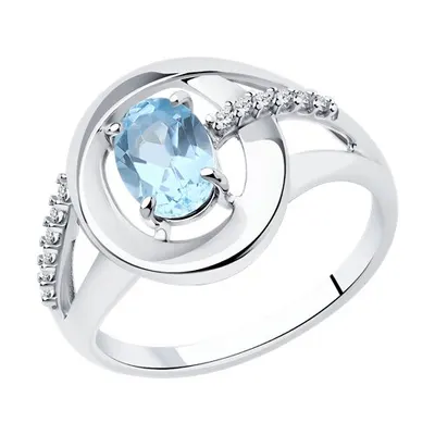 Кольцо из серебра с топазом и фианитами из серебро