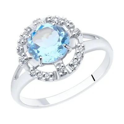 Кольцо из серебра с топазом и фианитами из серебро