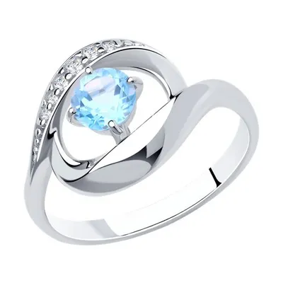 Кольцо из серебра с топазом и фианитами из серебро
