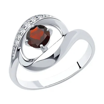 Кольцо из серебра с гранатом и фианитами из серебро