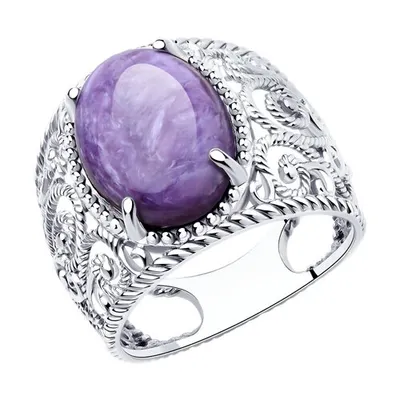 Кольцо из серебра с чароитом из серебро