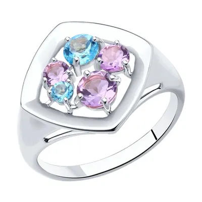 Кольцо из серебра с полудрагоценными вставками из серебро