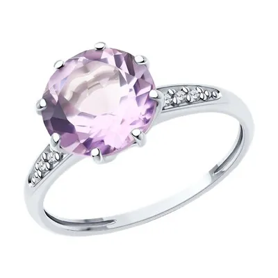 Кольцо из серебра с аметистом и фианитами из серебро