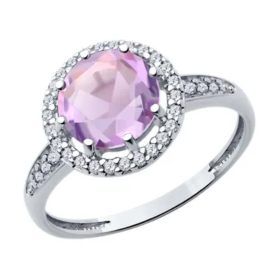Кольцо из серебра с аметистом и фианитами из серебро