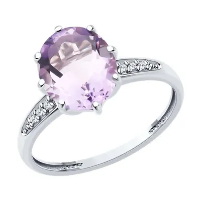 Кольцо из серебра с аметистом и фианитами из серебро