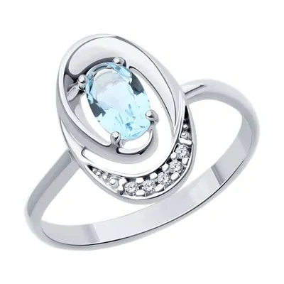Кольцо из серебра с топазом и фианитами из серебро