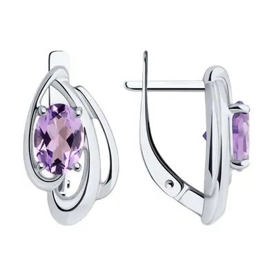 Серьги из серебра с аметистами из серебро