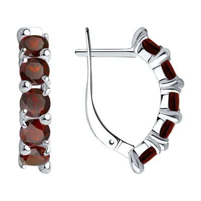 Серьги из серебра с гранатами из серебро