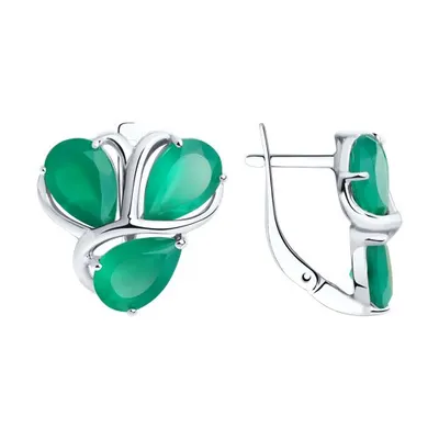 Серьги из серебра с агатами из серебро