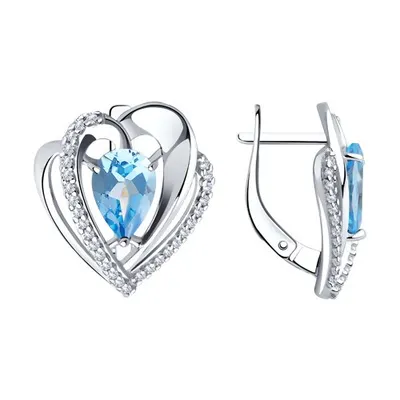 Серьги из серебра с топазами и фианитами из серебро