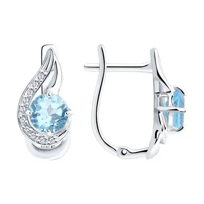 Серьги из серебра с топазами и фианитами из серебро