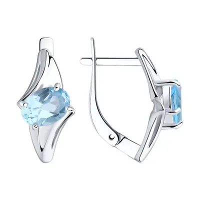 Серьги из серебра с топазами из серебро