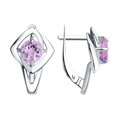 Серьги из серебра с аметистами из серебро