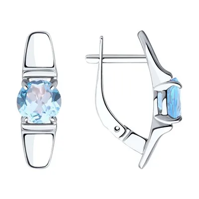 Серьги из серебра с топазами из серебро
