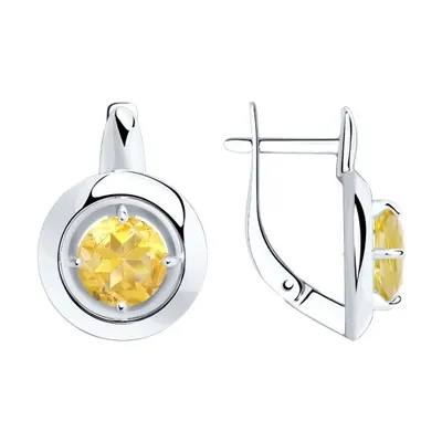Серьги из серебра с цитринами из серебро
