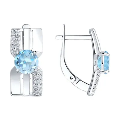 Серьги из серебра с топазами и фианитами из серебро