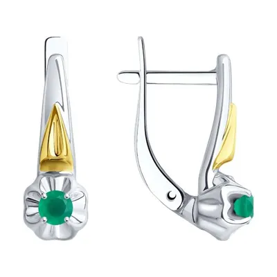 Серьги из золочёного серебра с агатами из серебро