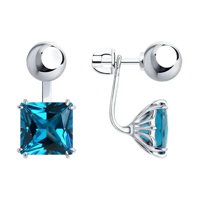 Серьги из серебра с ситаллами из серебро