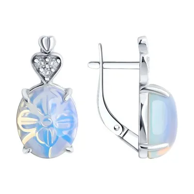 Серьги из серебра с опалитами и фианитами из серебро