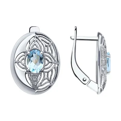 Серьги из серебра с топазами из серебро