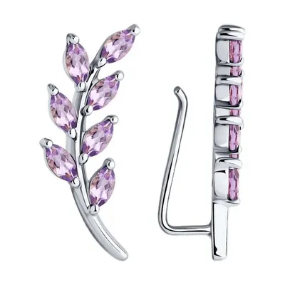 Серьги из серебра с аметистами из серебро