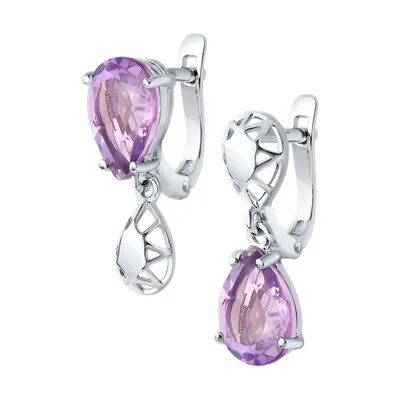 Серьги из серебра с аметистами из серебро