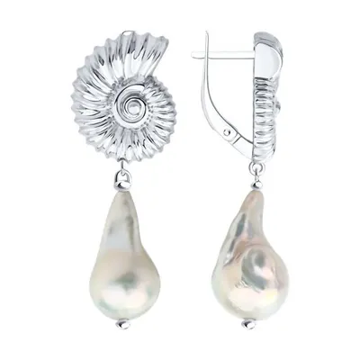 Серьги из серебра с жемчугом из серебро