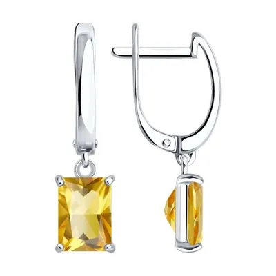 Серьги из серебра с цитринами из серебро