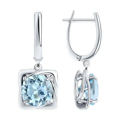 Серьги из серебра с топазами из серебро