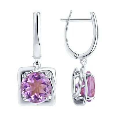 Серьги из серебра с аметистами из серебро