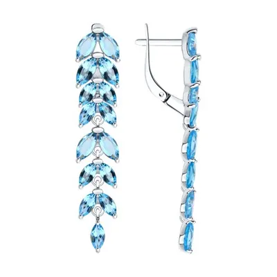 Серьги из серебра с топазами из серебро